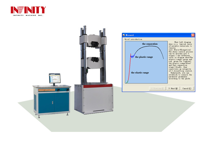 Affichage de l'écran d'ordinateur de 200 kn UTM hydraulique avec une vitesse maximale de déplacement de 60 mm/min
