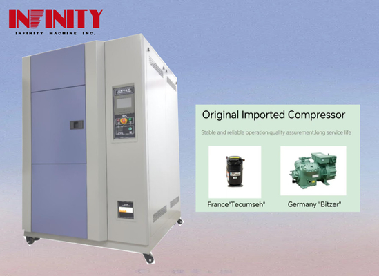 Chambre d'essai à température d'impact programmable non fluorée Récupération rapide Conformité environnementale