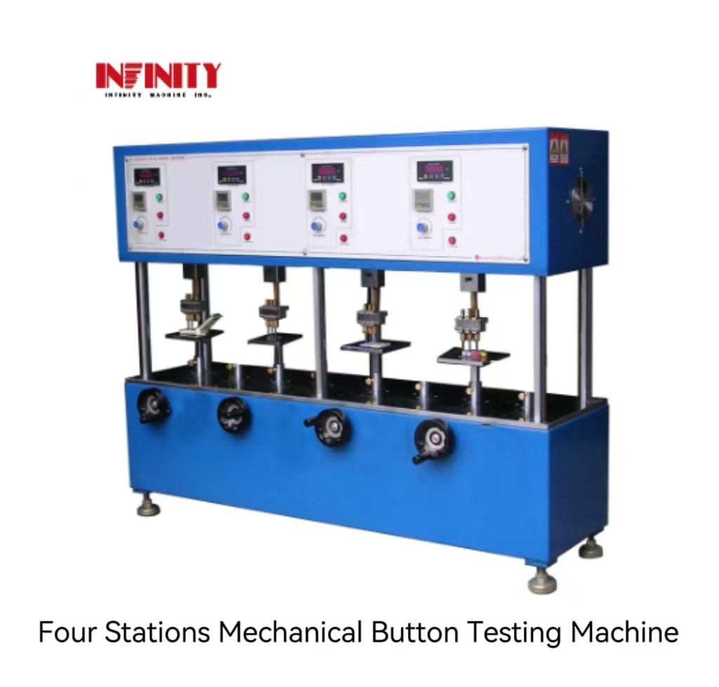 Machine de test à boutons mécaniques à quatre stations pour un test de vie à long terme